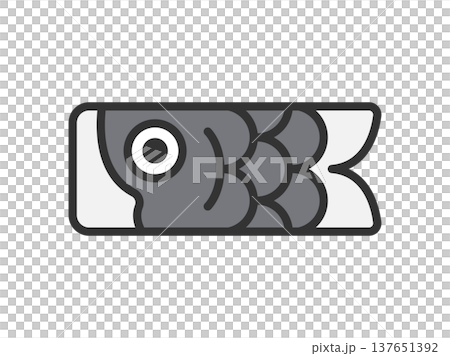 鯉のぼりの真鯉のアイコン（線画カラー）のイラスト 137651392