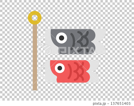 Illustration of carp streamers (black carp and red carp) icons 137651403