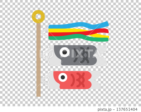 Illustration of carp streamers (windsock, black carp, red carp) icons 137651404