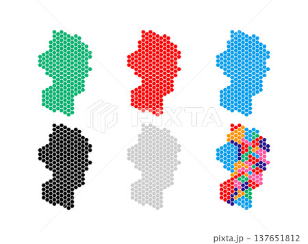 ドット絵の地図＿山形県＿六角ドット 137651812