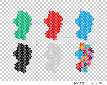 ドット絵の地図＿山形県＿六角ドット 137651812