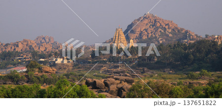 Historic Virupaksha Temple, Hampi village, Karnataka, India. Historic Virupaksha Temple, Hampi village, Karnataka, India. 137651822