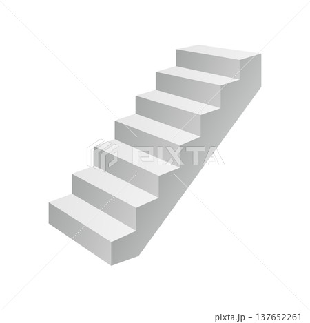 3D isometric staircase. Minimal steps in soft grey gradient on white background. 3D isometric staircase. Minimal steps in soft grey gradient on white background. 137652261