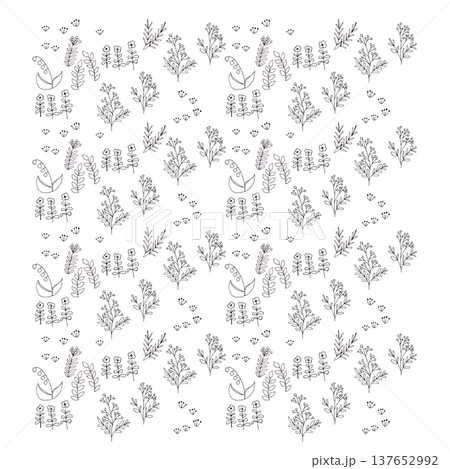 かわいい花畑の背景イラスト 白黒 線画 かわいい花畑の背景イラスト 白黒 線画 137652992