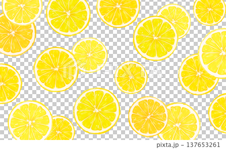 透明背景上的檸檬切片（橫向） 137653261