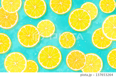 輪切りレモンの背景1_横 137653264