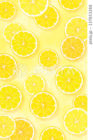 輪切りレモンの背景2_縦 137653268