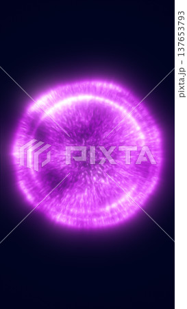 Bright purple energy ring with shockwave glow on dark background, abstract sci-fi portal effect with plasma motion 137653793