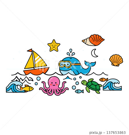 Cartoon Sea Life Illustration 137653863