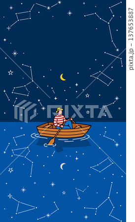 Man Rowing Under Constellations 137653887
