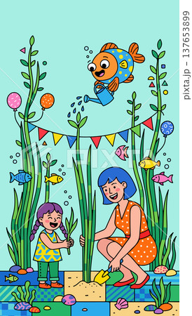 Underwater Garden Illustration 137653899