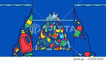 Ocean Plastic Pollution Iceberg Ocean Plastic Pollution Iceberg 137653920