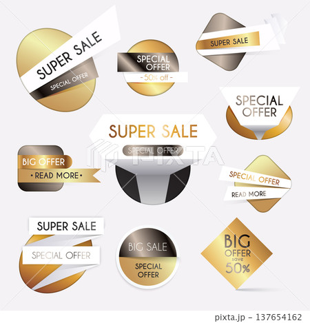 Set of gold sale banners design, discounts and special offer. shopping background for business promotion. Vector illustration. Set of gold sale banners design, discounts and special offer. shopping background for business promotion. Vector illustration. 137654162