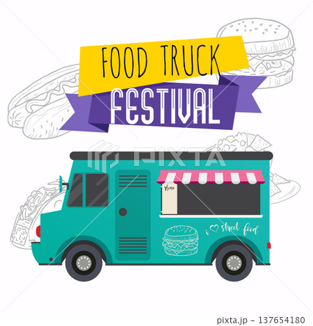 Food truck festival brochure. Flat design style modern vector illustration concept. 137654180