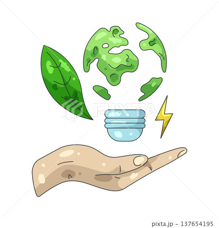 Illustration of green light bulb 137654195