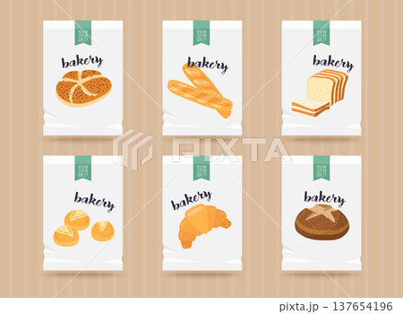 Vector hand drawn bread mock up set. Vector illustration, isolated on white. 137654196