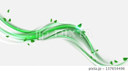 Fresh green leaves swirling in dynamic air flow 137654496