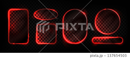 Glass frames set with neon red light effects Glass frames set with neon red light effects 137654503