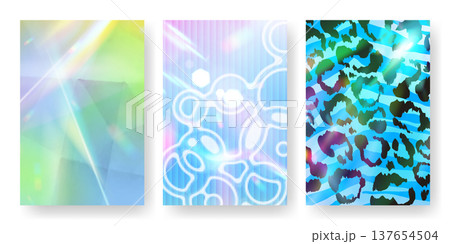 Abstract gradient and leopard pattern set 137654504