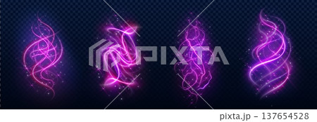 Magic smoke spell swirls, glowing light effects 137654528