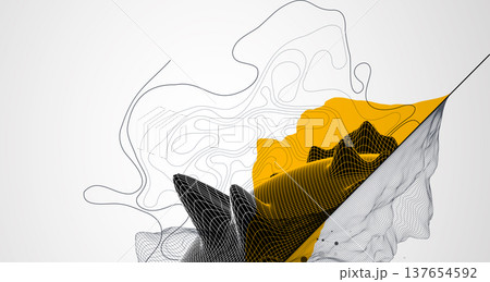 Trendy abstract wireframe background. Mountain art elements. Surface illustration. Vector. 137654592