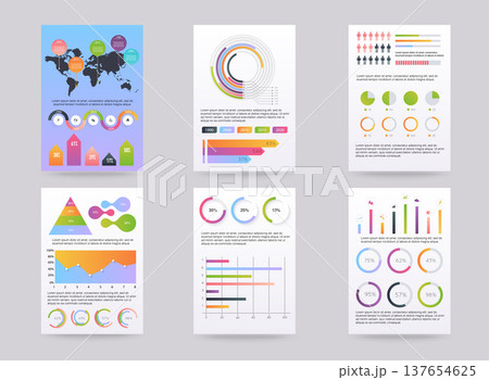 Set of  brohucres with infographic elements in modern flat style. Business banner. Use in website, flyer, corporate report, presentation, advertising, marketing etc. 137654625