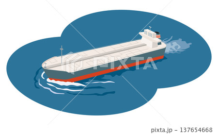 大海を運航する石油タンカーのイメージイラスト 大海を運航する石油タンカーのイメージイラスト 137654668