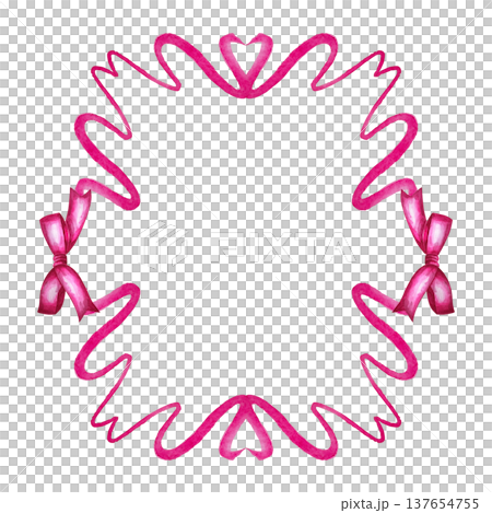 Coquette watercolor hand-drawn frames with ribbon bows in monochrome ink. Great for decorative labels, invitations, and branding elements. Coquette watercolor hand-drawn frames with ribbon bows in monochrome ink. Great for decorative labels, invitations, and branding elements. 137654755