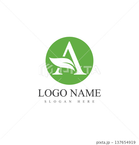 letter a leaf logo vector design template 137654919