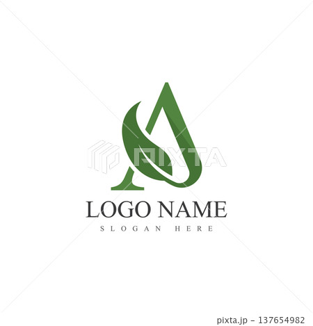 letter a leaf logo vector design template 137654982