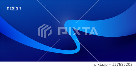 Abstract blue background with 3D wave design and fluid gradient shapes. Modern dynamic curve flow for technology, corporate presentation, web banner. Minimal digital vector illustration 137655202