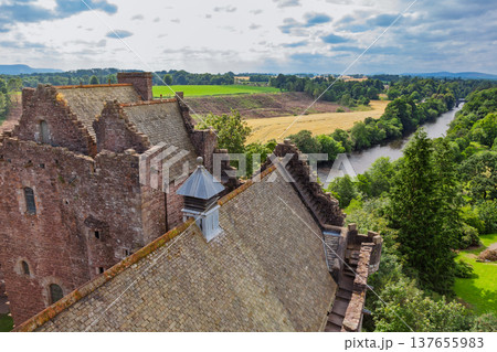 View from Doune Castle roof over River Teith 137655983