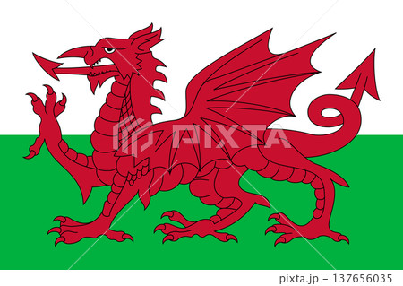 Wales vector flag in official colors and 3-2 aspect ratio. Wales vector flag in official colors and 3-2 aspect ratio. 137656035
