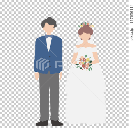新郎新娘並肩站著 新郎新娘並肩站著 137656114