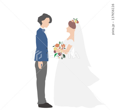 向かい合う新郎新婦 向かい合う新郎新婦 137656116
