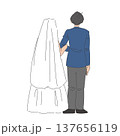横に立って並ぶ新郎新婦の後ろ姿 137656119