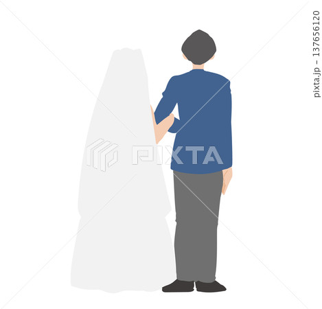 横に立って並ぶ新郎新婦の後ろ姿 137656120