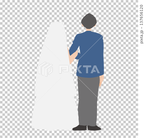 The backs of the bride and groom standing side by side. The backs of the bride and groom standing side by side. 137656120