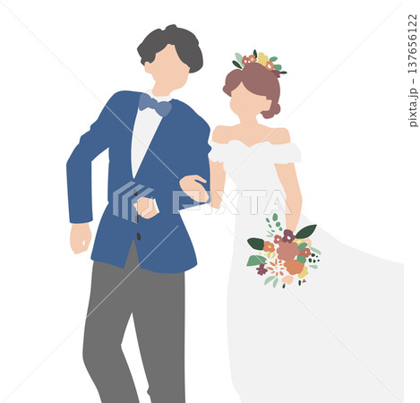 腕を組む新郎新婦 137656122