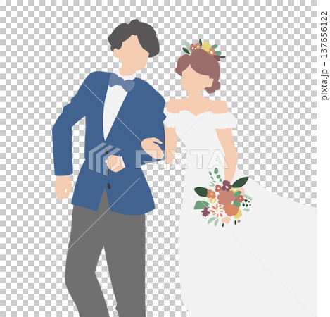 腕を組む新郎新婦 137656122