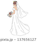 振り返るウェディングドレスを着た新婦 137656127