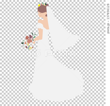 振り返るウェディングドレスを着た新婦 137656128