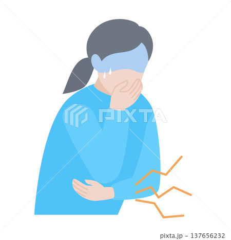 腹痛で気分が悪くなっている女性 137656232