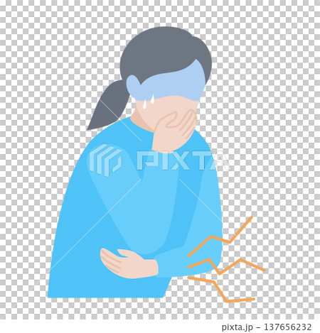 一名女性因腹痛感到身體不適。 137656232