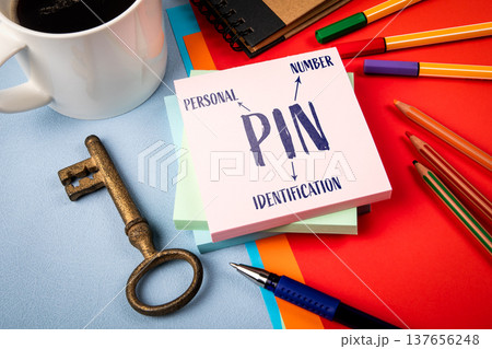 PIN Personal Number Identification Note On Desk Security Concept 137656248