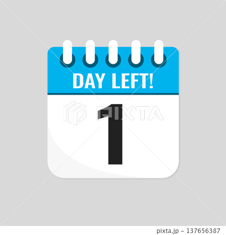 Countdown daily page calendar icon - 1 day left Countdown daily page calendar icon - 1 day left 137656387