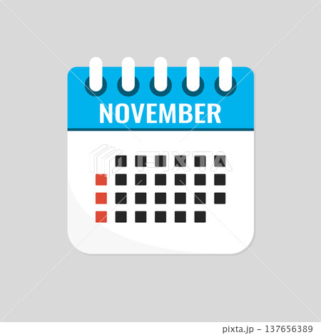 Vector template icon page calendar November month 137656389