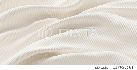 Elegant soft beige pleated fabric abstract background Luxury silk wave texture 3D render 137656561