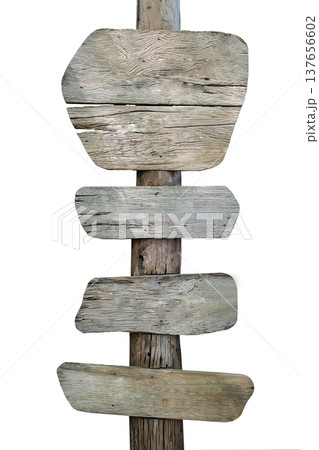 Wooden signpost isolated on white background 137656602