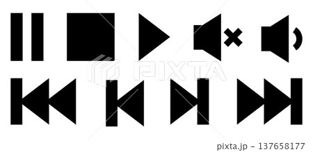 media player icons set vector design on white background	 137658177